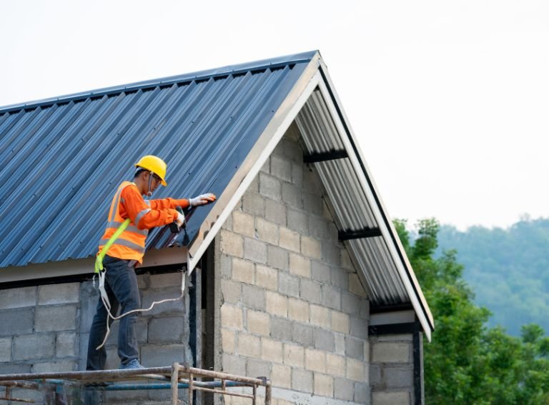Roof maintenance work is currently underway in Oakville, CT.
